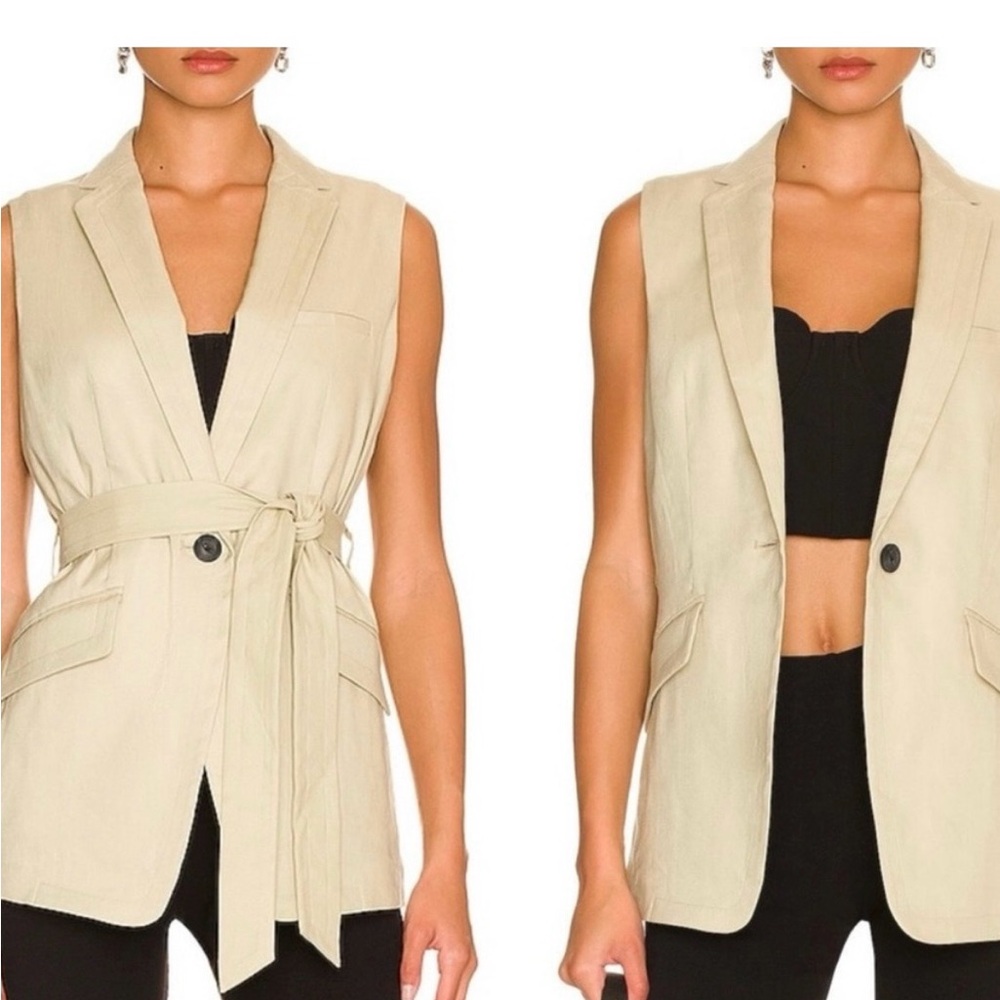 rag & bone Sleeveless Belted Vest in Light Beige